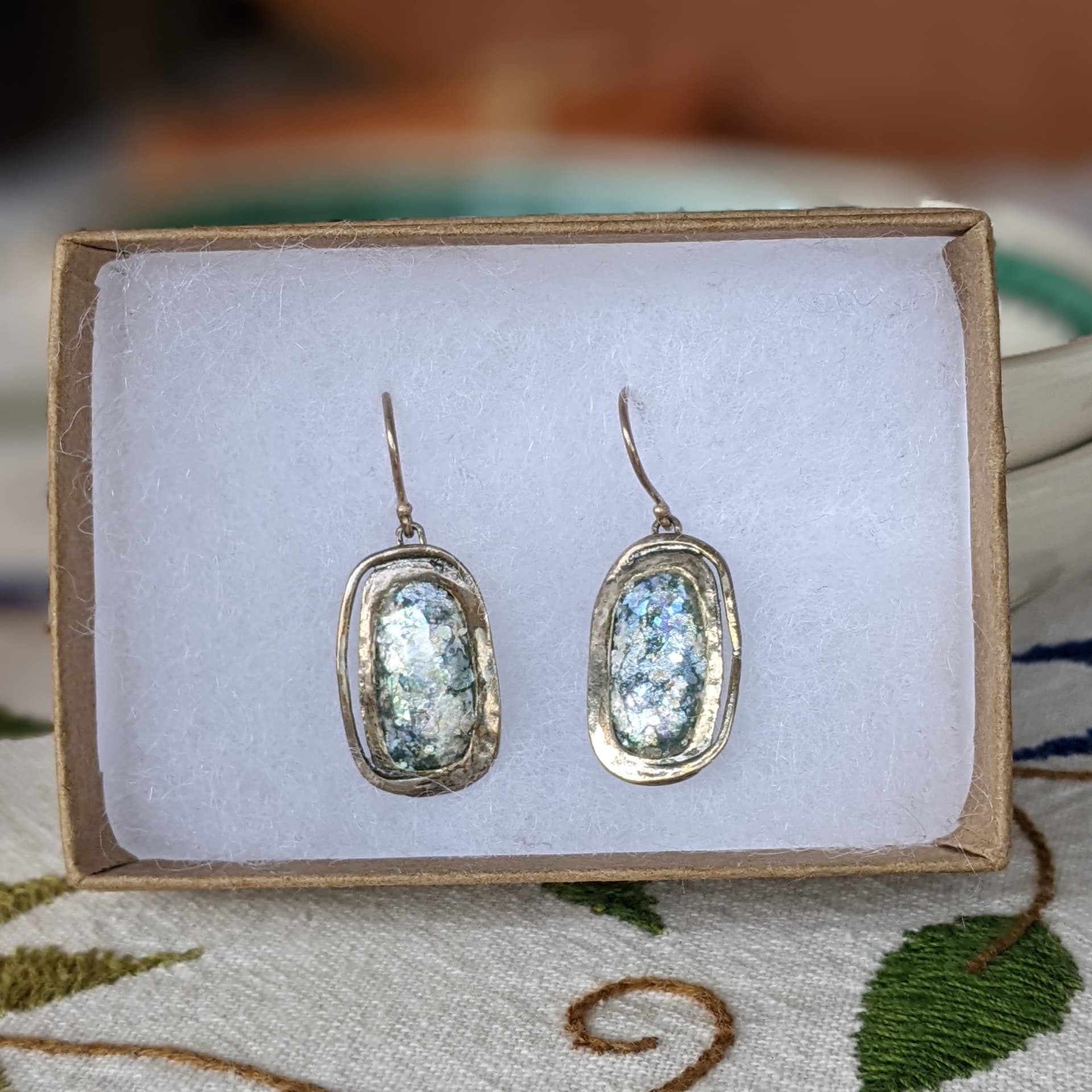 Roman Glass Earrings - Oval