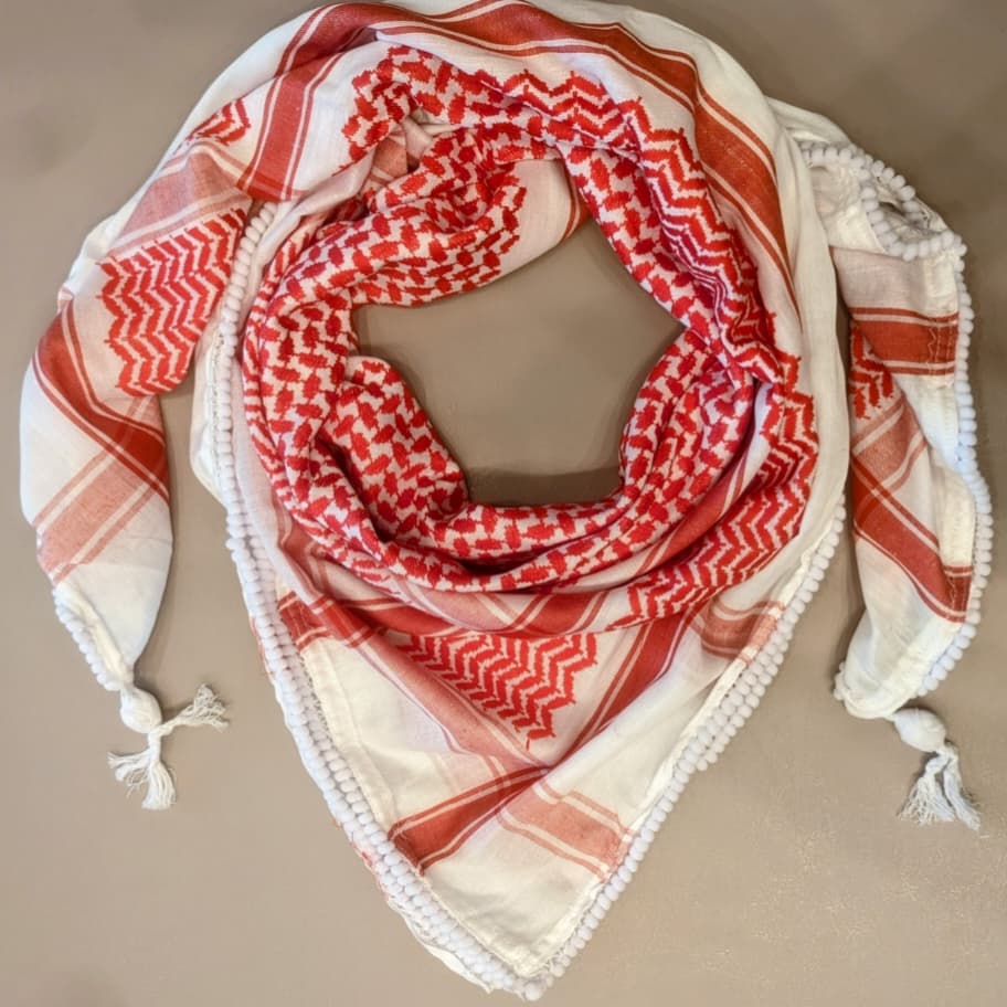 Nabulsi Red & White Kufiya